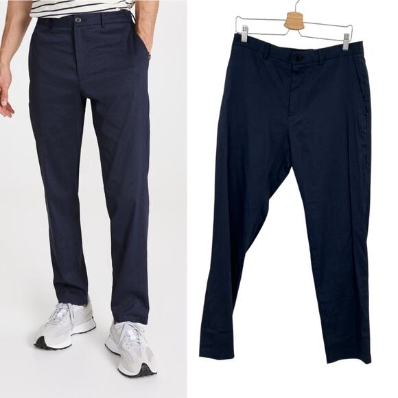 Theory Curtis B Pants Drawstring Crunch Linen Navy Blue Size Medium - Picture 1 of 12